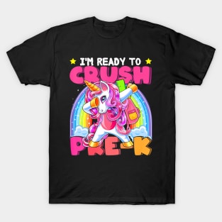 Crush Pre K Dabbing Unicorn Back To School Girls T-Shirt